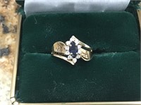 King Jewelers 14K Gold Sapphire & Diamond Ring