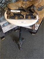 OLD CAST IRON & MARBLE SIDE TABLE