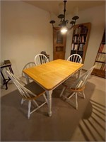 maple dining table- 4 bent back chairs & 12" board