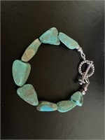 925 Silver & Turquoise Bracelet marked 925