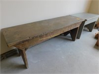 2 wooden benches, early...48" & 27"