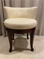 Cream Linen Vanity Swivel Stool