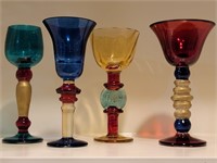 (4) Whimsical Barware Stems in different Colors,
