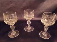 (3) Clear Glass Thumbprint Goblets