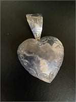 925 Silver Large Heart pendant marked 925 Mexico