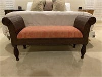 Wicker Bed Bench with Cushion by Ethan Allen