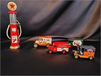 Vintage Collectable Panel Trucks, & a Gas Pump