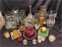 Lot of Vases, Hurricane Globes, and Candle Holders