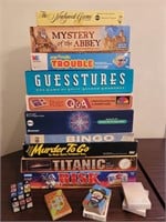 Lot of Board Games and Playing Cards as pictured