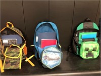3 Backpack Lunch Bag & School Supplies Included