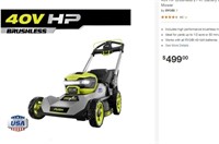 Ryobi 40V HP Brushless 21 in. Battery Lawn Mower