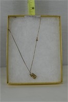 GOLD TONE STERLING SILVER NECKLACE W/ TRAIN CAR