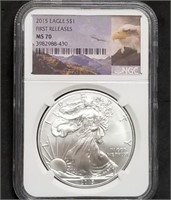 2015 1oz Silver Eagle NGC MS70 Slab