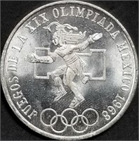 1968 Mexico Olympic Silver Dollar Gem BU