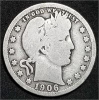 1906-O Barber Silver Quarter
