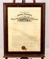 Framed Certificate Spanish War Veterans 1914