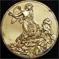 Large 24k over Sterling Silver Medal 66.7 Grams