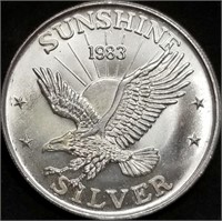 1 Troy Oz .999 Silver Round - 1983 Sunshine Mint