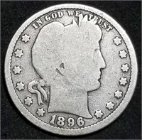 1896-P Barber Silver Quarter