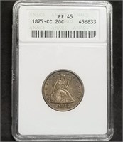 1875-CC Twenty Cent Piece ANACS EF45 Old Slab