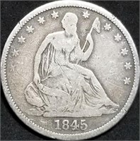 1845-O Seated Liberty Silver Half Dollar