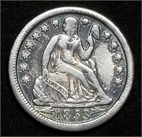 1853-O Arrows Seated Liberty Silver Dime Nice