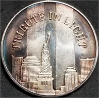 1 Troy Oz .999 Fine Silver 9/11 Tribute Round