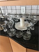 ASSORTED GLASSWARE, CANDLE HOLDERS
