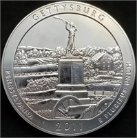 2011 ATB 5oz .999 Silver Gettysburg Quarter BU
