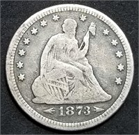 1873 Arrows Seated Liberty Silver Quarter