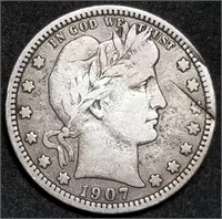 1907-P Barber Silver Quarter