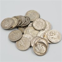 24 silver Roosevelt dimes various dates, mints, an