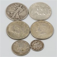 Bag lot of silver coins including 1943 walking lib