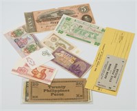 Lot of paper currency both and foreign and domesti