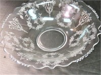 Etched Cambridge Glass Bowl