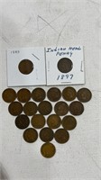 21 Indian Head Cents Good Dates  1859-1900