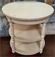 85 - ROUND ACCENT TABLE W/2 SHELVES
