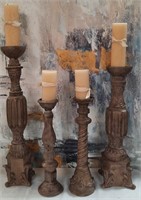 85 - 2 PAIR PILLAR CANDLE HOLDERS MAX 28"H