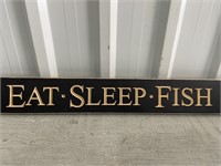 2' Wooden Sign Eat Sleep Fish