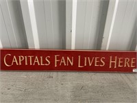 2' Wooden Sign Capitals Fan Lives Here