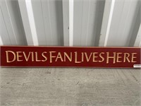 2' Wooden Sign Devils Fan Lives Here