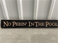 2' Wooden Sign No Peein' In The Pool