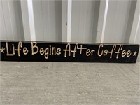 2' Wooden Sign Life Begins After Coffee