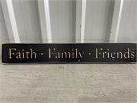 2' Wooden Sign Faith Family Friends