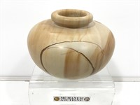 Petrified Wood Vase. 5inHx 6in W. Natural