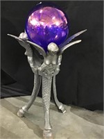Spelter Metal Art Sculpture with Glass Globe.