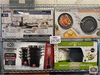 Kitchen Lot of 4 pcs, pots and pans contents on