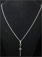 Sterling silver necklace with a cross pendant and