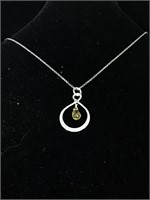 Sterling silver necklace with citrine and box 9.5