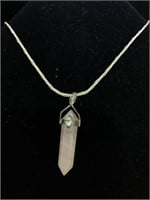 Sterling silver necklace with rose quartz pendant